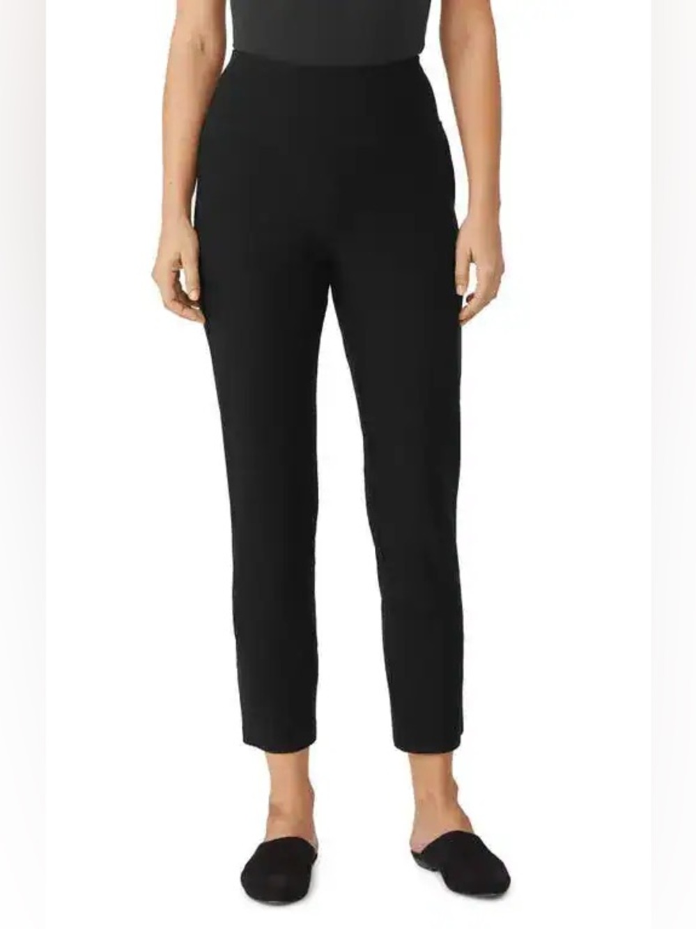 Eileen Fisher. High Waist Slim Ankle Knit Pant. Black. Size Small.